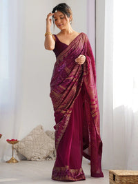 Wine Sequins Georgette Saree