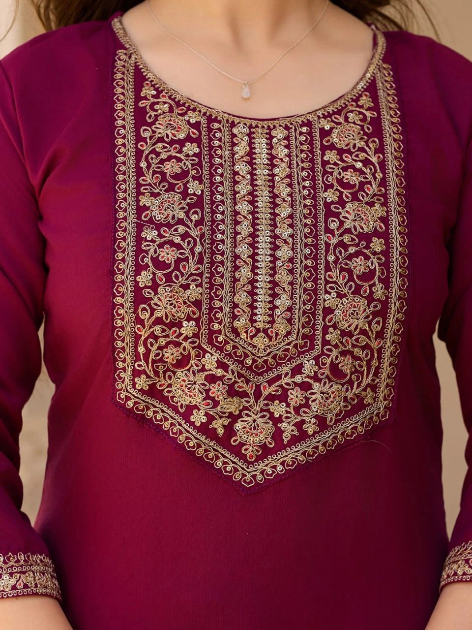 Wine Heavy Rayon Kurti