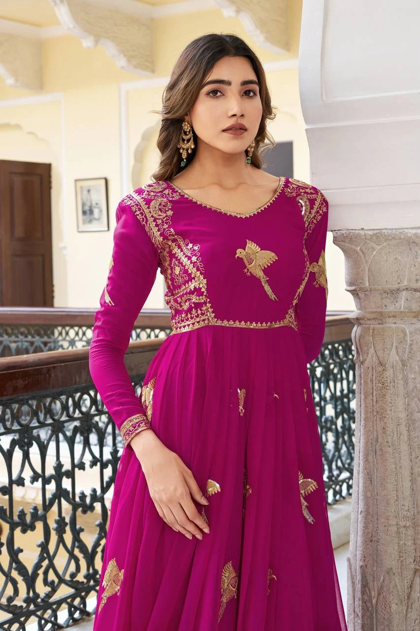 Shopify product page highlighting wine faux georgette suit with sequins embellishment