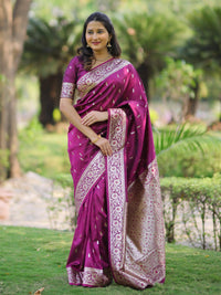 Wine Banarasi Silk Saree