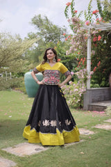 Premium Black Lehenga Choli with Multicolor Tribal Embroidery and Rich Traditional Craftsmanship