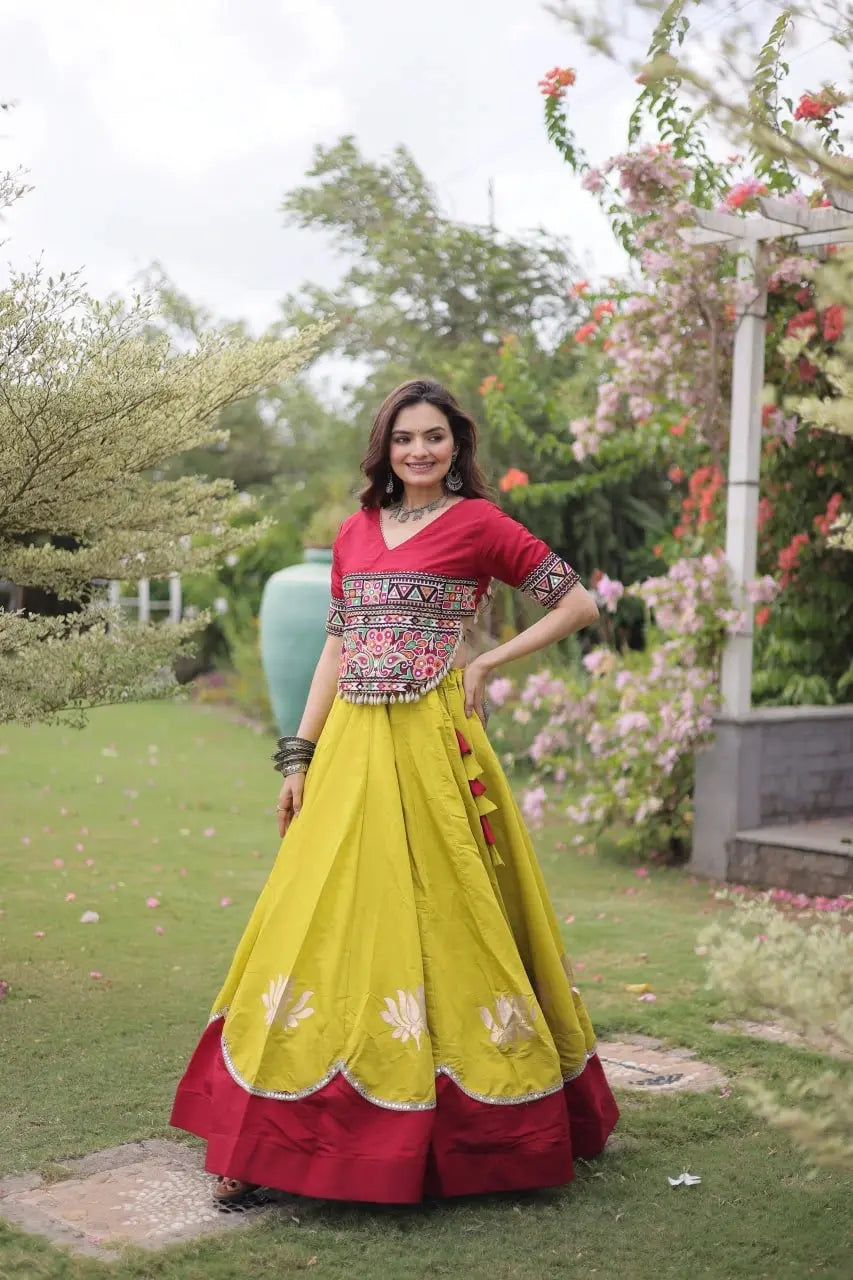 Beautiful Mustard Yellow Ethnic Lehenga with Intricate Embroidered Choli and Elegant Flared Skirt