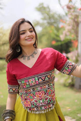 Traditional Mustard Yellow Lehenga Set with Decorative Tribal Embroidery and Rich Ethnic Craftsmanship