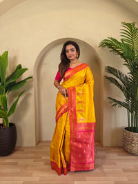 Yellow Paithani Silk Saree