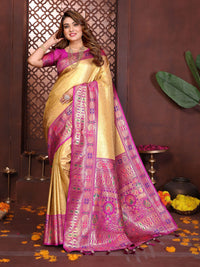 Yellow Banarasi Tissue Silk Saree