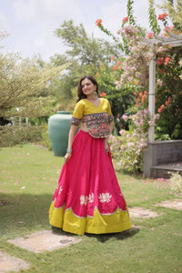 Yellow Pink Roman Lehenga