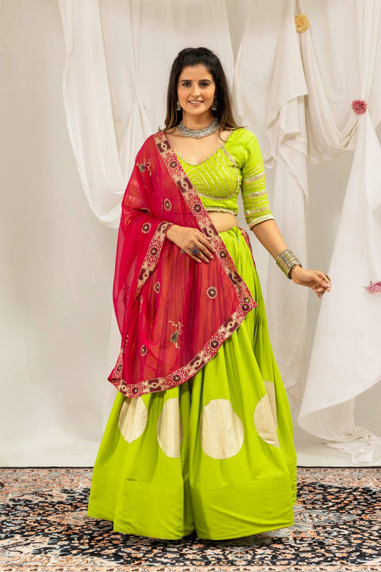 Android Green Rayon Blend Lehenga Dance Pose – KL202 – Kalyanja