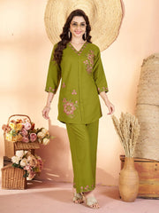 android green multi thread embroidered coord set kalyanja kc12 front full model