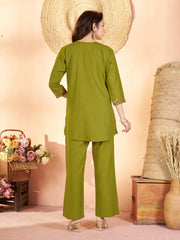 android green multi thread embroidered coord set kalyanja kc12 back view full length