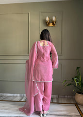 Baby pink suit - U-back with tie-up back view