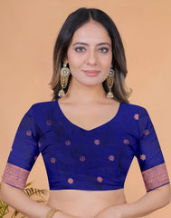 Baby Pink Zari Weaving Saree – Contrast Border close-up – KS396