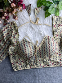 Beige Printed Ajarakh Cotton Blouse