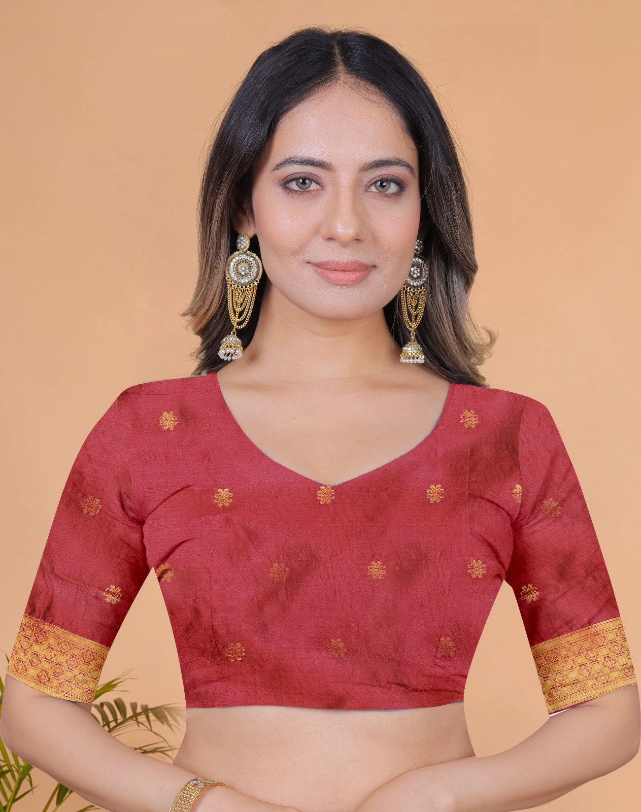 Beige Zari Weaving Saree – blouse piece detail – KS396
