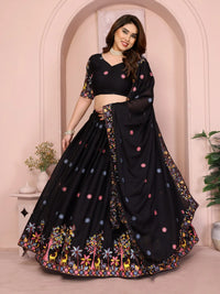 Black Embroidered Cut Work Lehenga – Star Georgette Party Wear