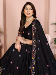 Black Embroidered Cut Work Lehenga Star Georgette Kalyanja KL172 4