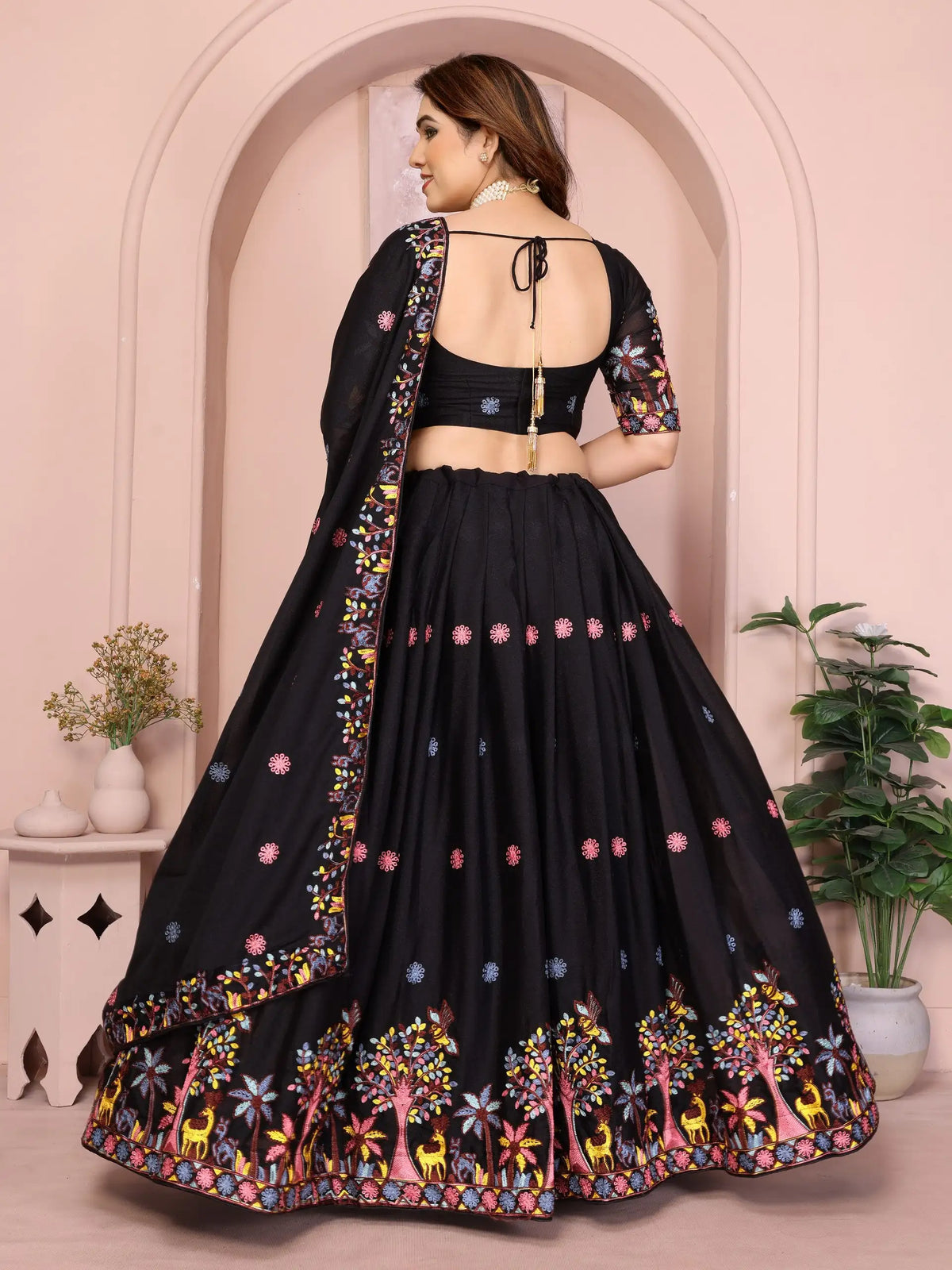 Black Embroidered Cut Work Lehenga Star Georgette Kalyanja KL172 6