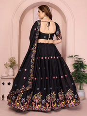 Black Embroidered Cut Work Lehenga Star Georgette Kalyanja KL172 6