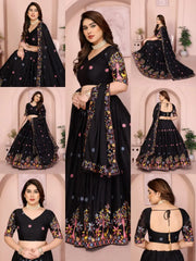 Black Embroidered Cut Work Lehenga Star Georgette Kalyanja KL172 7