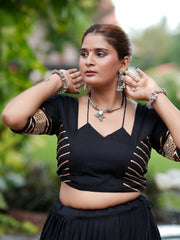Black Lehenga Choli Close Up Side View – KL197 – Kalyanja