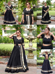 Black Gota Patti Mirror Lace Lehenga All Angles Collage – KL197 – Kalyanja