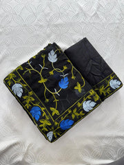 Black Kashmiri Work Saree – model view – KS398