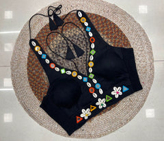 Black Kodi with Mirror Work Blouse – Kalyanja KB48