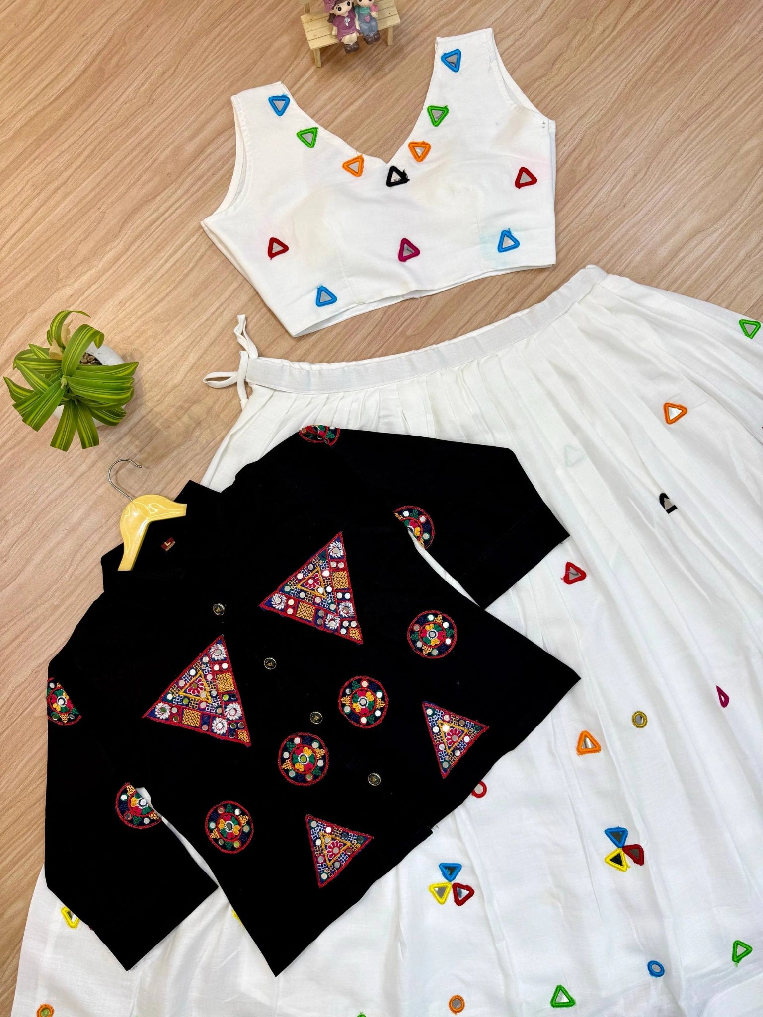 black lehenga jacket flat lay both colours kalyanja KL188