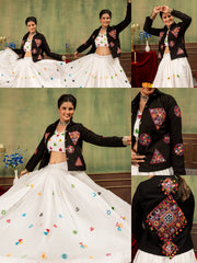 black mirror work lehenga circular skirt close up kalyanja KL188
