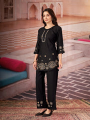 black multi thread embroidered coord set kalyanja kc13 front alt angle