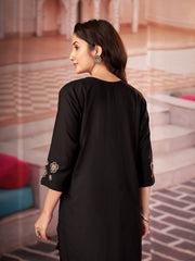 black multi thread embroidered coord set kalyanja kc13 back view upper body