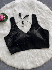 Black Moti & Pipe Work Silk Blouse