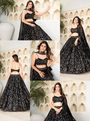 Black Sequins Embroidered Lehenga – collection collage all angles – KL184 – Kalyanja