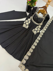 Black Sequins Embroidered Suit All Views KU274 Kalyanja