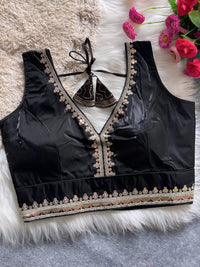 Black Sequins + Embroidery Codding Work Soft Silky Zimichoo Blouse