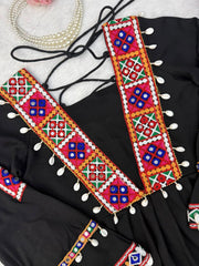 Black Thread Embroidered Coord Set – Mirror Kodi Work Kediya Palazzo | Kalyanja | KC14
