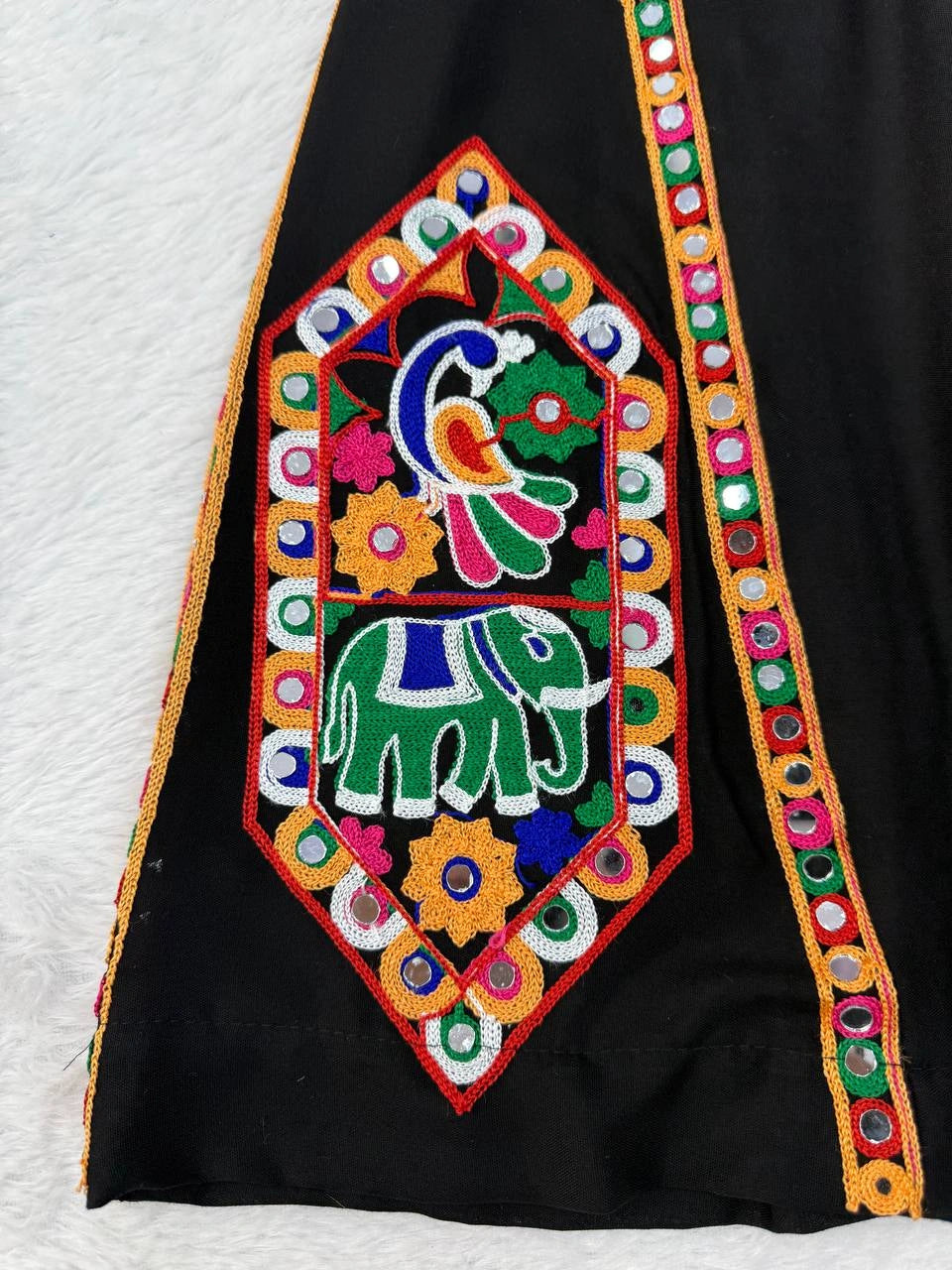 Black Thread Embroidered Coord Set – Mirror Kodi Work Kediya Palazzo | Kalyanja | KC14