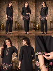 Black Thread Embroidered Coord Set multiple views collage Kalyanja KC22