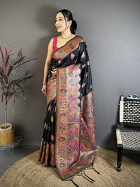 Black Zari Weaving Saree – Pashmina Silk, Wedding & Festive