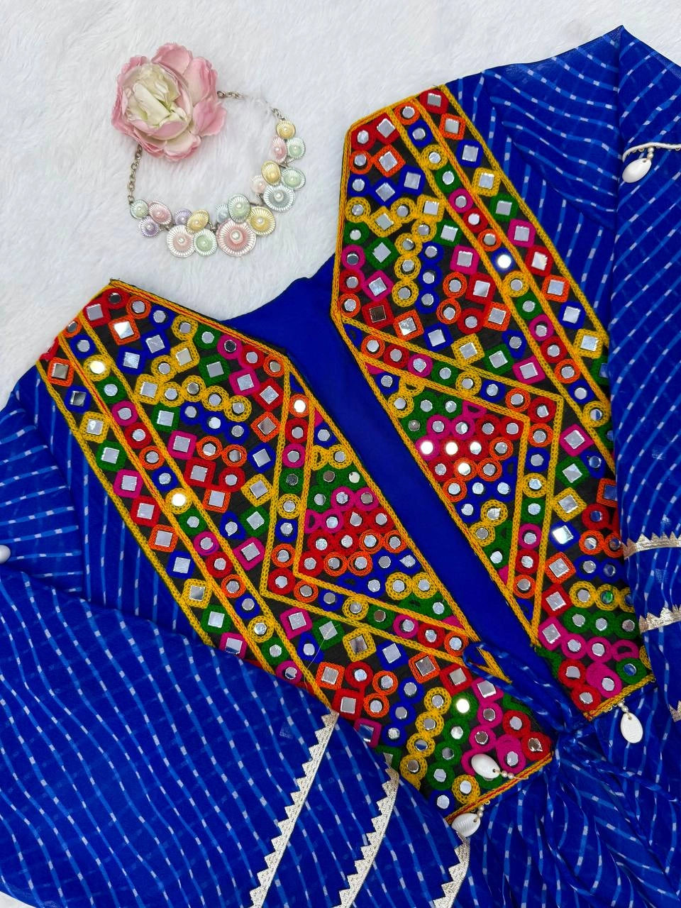 Blue Coord Set Kediya Jeans Flat Lay Detail Kalyanja KC19