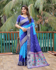 Blue Paithani Weaving Saree KS387 – Side View