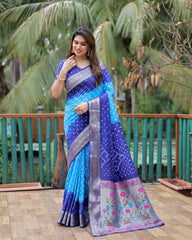 Blue Bandhani Paithani Saree – Pallu Detail