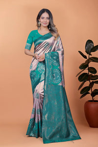 Blush Pink Zari Weaving Saree – Banarasi Jacquard Blend Party Wear