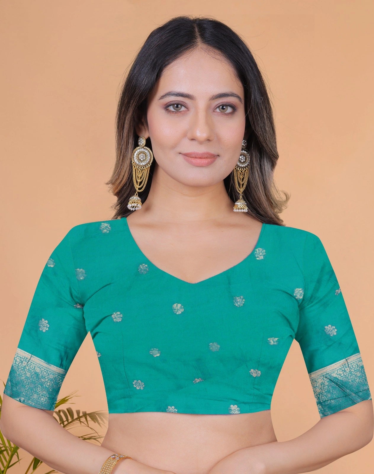 Blush Pink Zari Weaving Saree – blouse piece detail – KS396