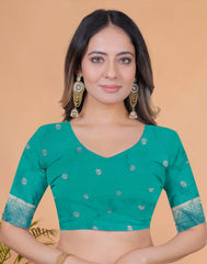 Blush Pink Zari Weaving Saree – blouse piece detail – KS396