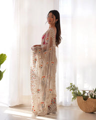Brown Embroidered Saree portrait – KS378