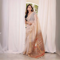 Brown Resham & Zari Weaving Soft Muga Cotton Saree