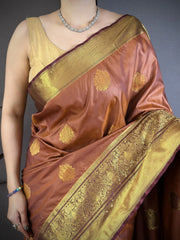 Brown Saree zari border close-up – KS374