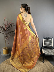 Brown Zari Weaving Saree drape detail – KS374