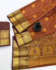 Brown Saree pallu zari brocade detail – KS374