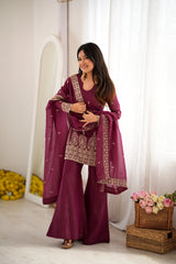 Burgundy suit - full length with dupatta